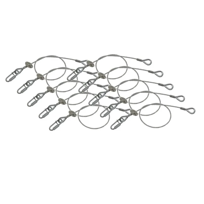 10er Set Stahlseil Safety / Sicherungsseil 60cm x 3mm bis 5kg – MADE IN GERMANY