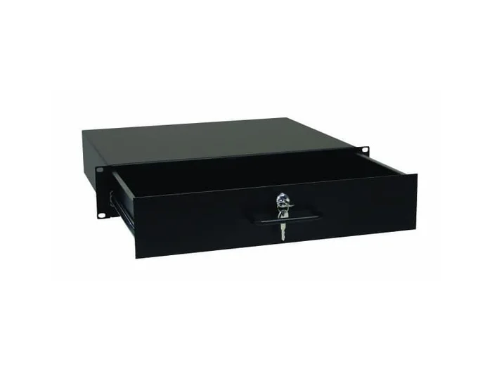 19″ Rackschublade mit Schloss, 2 HE