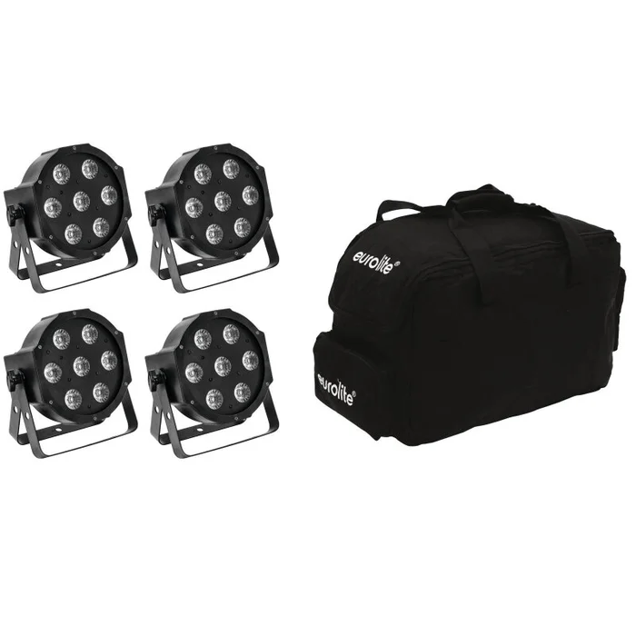 4 x EUROLITE LED SLS-7 HCL 7x10W Floor RGBAW+UV inkl. Transporttasche