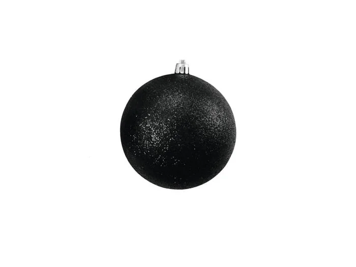 4x EUROPALMS Christbaumkugel 10cm, schwarz, glitzer