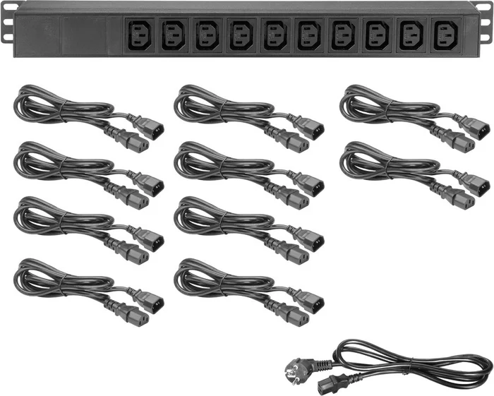 Adam Hall 19″ Parts 87471 IEC 19″ Steckdosenleiste 10-fach, IEC