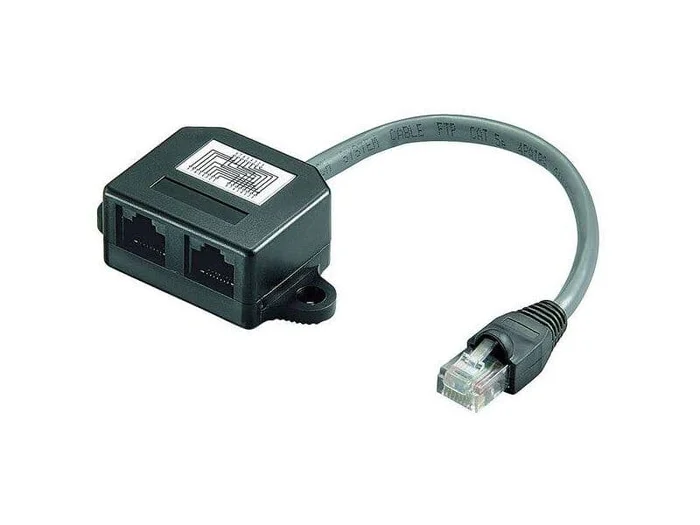 Beschaltung 1:1, 1 x RJ45-Stecker > 2 x RJ45-Buchse