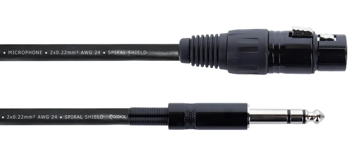 Cordial ELEMENTS XLR female – Klinke Stereo 6,3mm Mikrofonkabel 3m, schwarz
