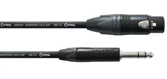Cordial PEAK CPM 2,5 FV – 2,5 m, NEUTRIK XLR female schwarz / Klinke 6,3 mm stereo schwarz