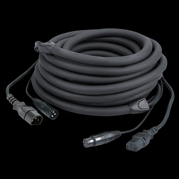 DAP FP12 – IEC/XLR M – IEC/XLR F – DMX / Power 1,5 m DMX / Strom – schwarze Ummantelung