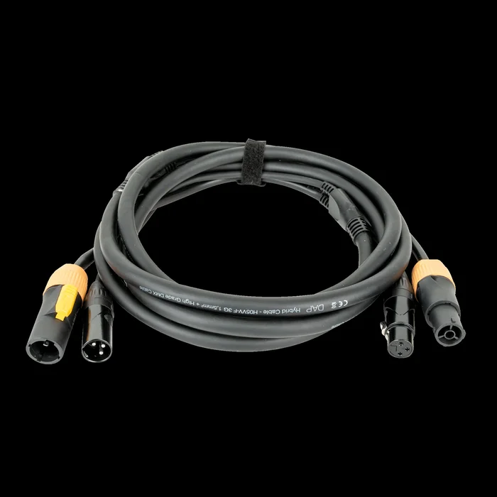 DAP FP22 Hybrid Cable – Power Pro True & 3-pin XLR – DMX / Power 1,5 m – schwarze Ummantelung