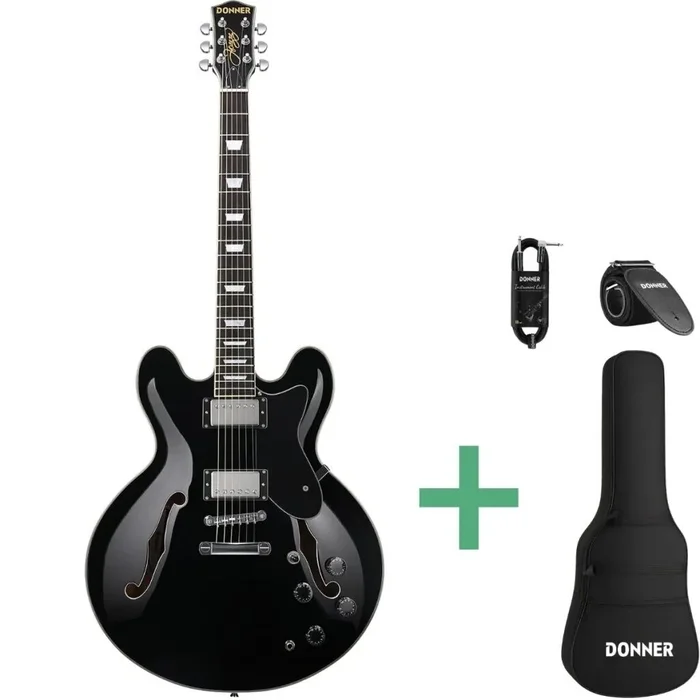 Donner DJP-1000D Semi-Hollow E-Gitarre black