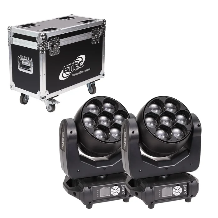 ETEC LED Moving Head Washer 740Z mit Zoomfunktion Set mit Flightcase