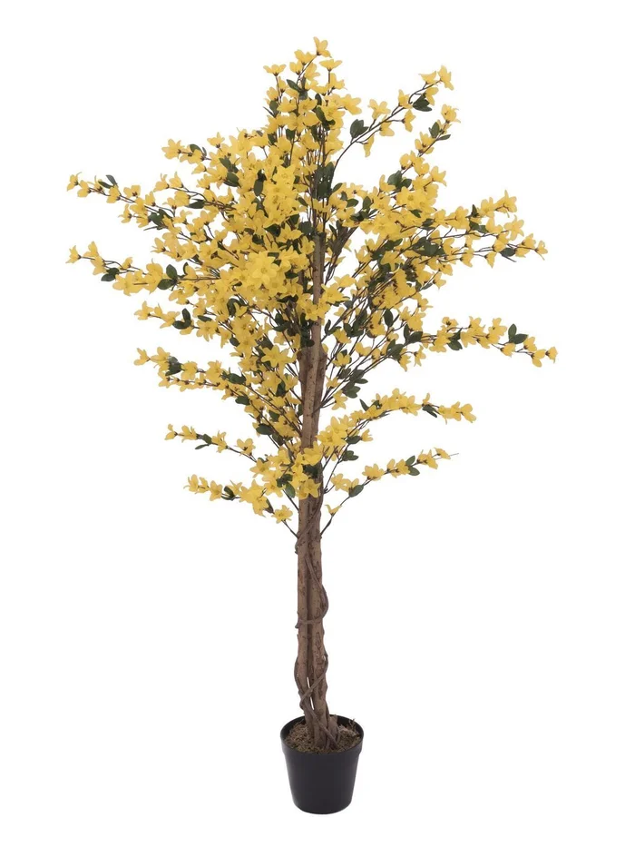 Europalms Forsythienbaum mit 4 Stämmen, gelb, 150 cm – Kunstpflanze