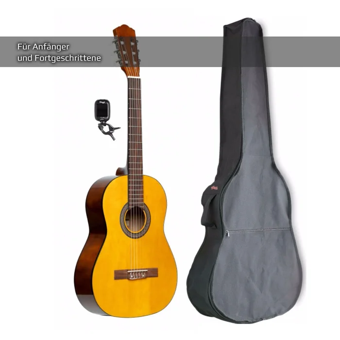 Gitarrenset 3/4 Natur – Akustik Western Gitarre aus Linde mit viel Zubehör