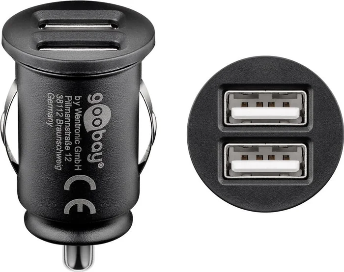 Goobay Dual-USB Auto-Ladegerät (15,5 W), Kfz-Ladeadapter mit 2x USB-Anschlüsse (15,5 W), schwarz