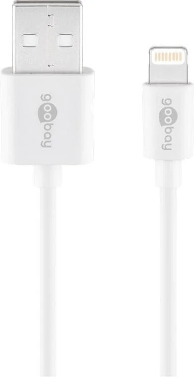Goobay Lightning USB Lade- und Synchronisationskabel, 3 m, Weiß – MFi Kabel für Apple iPhone/iPad We