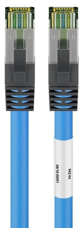 Goobay RJ45 (CAT 6A, 500 MHz) Patchkabel mit CAT 8.1 S/FTP Rohkabel, Blau, 7.5 m – LSZH halogenfrei,