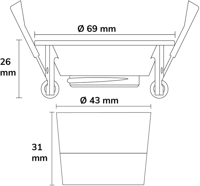 ISOLED LED Einbaustrahler BACK60-68, nickel geb., rund, 5W, CRI90, 2700K, rückversetzt, UGR – Bild 2