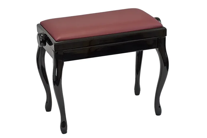 Klavierbank Burghardt B2 schwarz, Echtleder rot