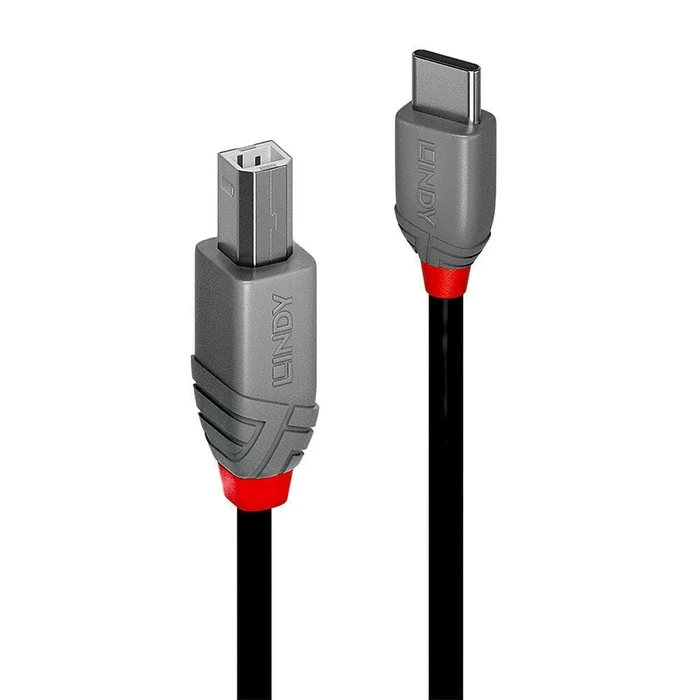 LINDY 1m USB 2.0 Typ C an B Kabel, Anthra Line – USB Typ C Stecker an B Stecker