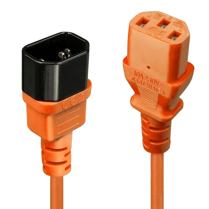 LINDY 30475 2m IEC Verlängerung, orange – Ideal um die Verkabelung verschiedenster Sc