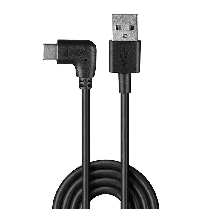 LINDY 32000 0.5m USB 2.0 Typ A an C Kabel, 90° gewinkelt – USB Typ A Stecker an C Stecker – Bild 2