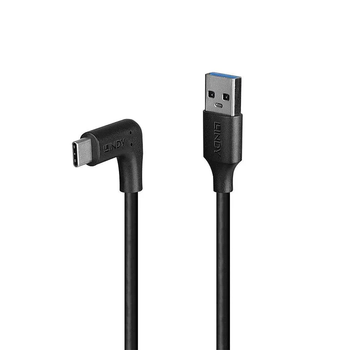 LINDY 32012 – 0.5m USB 3.2 Typ A an C Kabel, 90° gewinkelt, 10GBit/s – USB Typ A Stecker an C Stecker