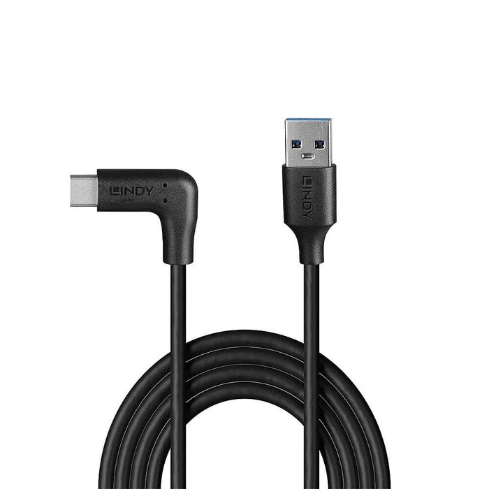 LINDY 32012 – 0.5m USB 3.2 Typ A an C Kabel, 90° gewinkelt, 10GBit/s – USB Typ A Stecker an C Stecker – Bild 2