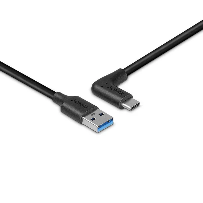 LINDY 32012 – 0.5m USB 3.2 Typ A an C Kabel, 90° gewinkelt, 10GBit/s – USB Typ A Stecker an C Stecker – Bild 3
