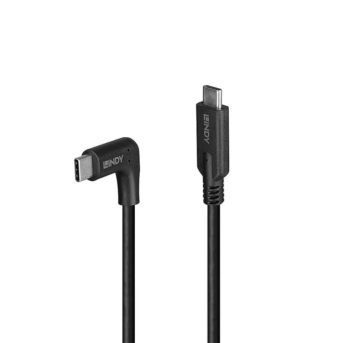 LINDY 32017 – 0.5m USB 3.2 Typ C Kabel, 90° gewinkelt, 10GBit/s – USB Typ C Stecker an C Stecker