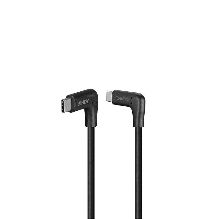LINDY 32024 – 1.5m USB 3.2 Typ C Kabel, 2 x 90° gewinkelt, 10GBit/s – USB Typ C Stecker an C Stecker