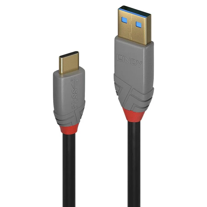 LINDY 36919 3m USB 3.2 Typ A an C Kabel, 10GBit/s, Anthra Line – USB Typ A Stecker an C Stecker