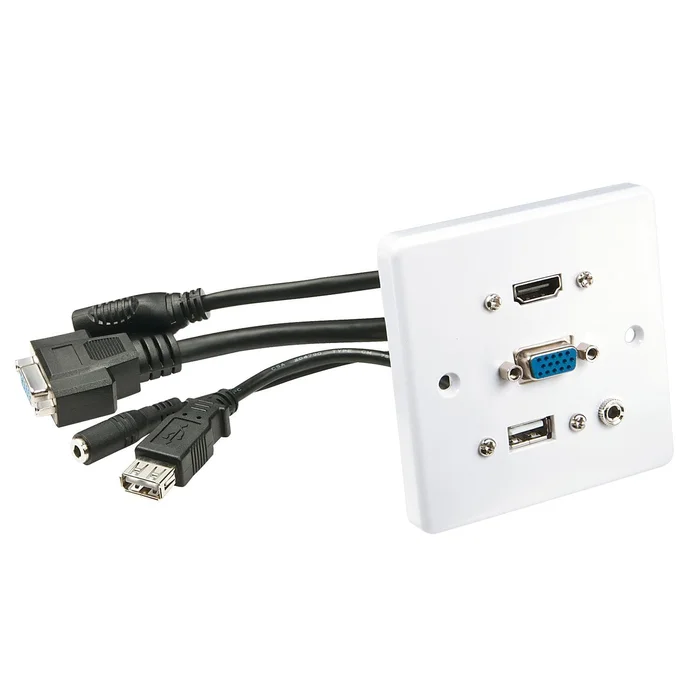 LINDY 60220 Wandanschlussplatte VGA/HDMI/USB/3.5mm Stereo – AV Anschlussplatte für Ka