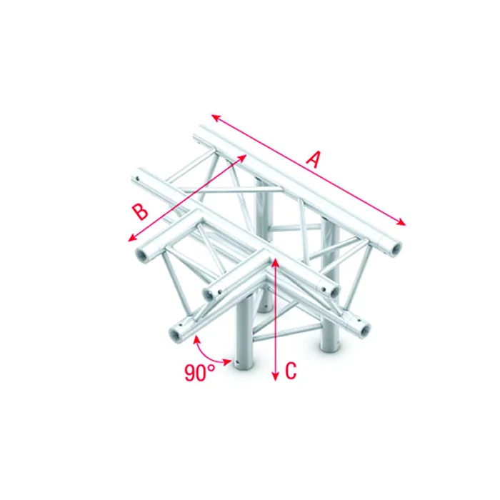MILOS Pro-30 Triangle F Truss – T-Cross + down 4-way – 50 cm ATF42sp – 90° corner – silver – F