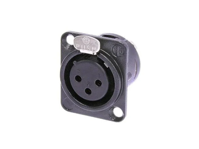 Neutrik 3-pol. Einbau weiblich, quadratische Version, schwarz, Lötanschluß