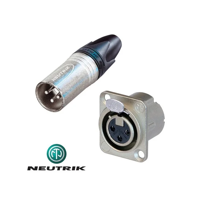 Neutrik 3-pol XLR SET2 – NC3MXX Kabelstecker + NC3FD-LX Einbaubuchse