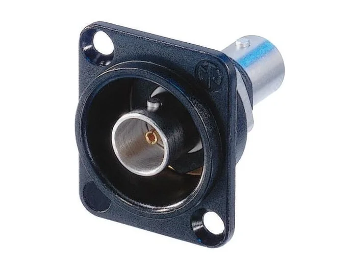 Neutrik NBB75DFIB BNC Einbaubuchse im schwarz-verchromten D-Gehäuse, isoliert