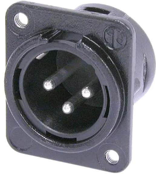 Neutrik NC3MDM3LBAG-1 – 3 poliger Chassisstecker, Lötanschlüsse, schwarz-verchromtes Gehäuse