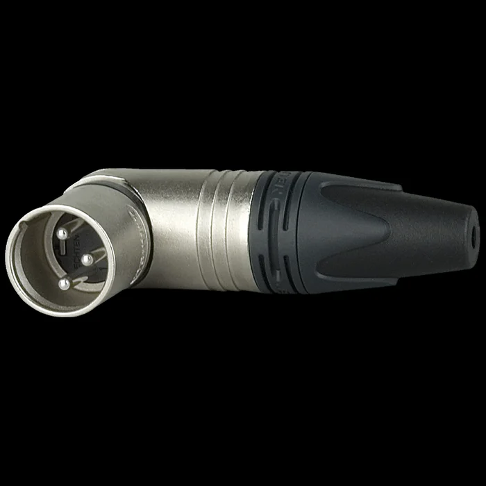 NEUTRIK XLR 3P 90° Connector – male – Neutrik RX Silberkontakte – Nickelgehäuse