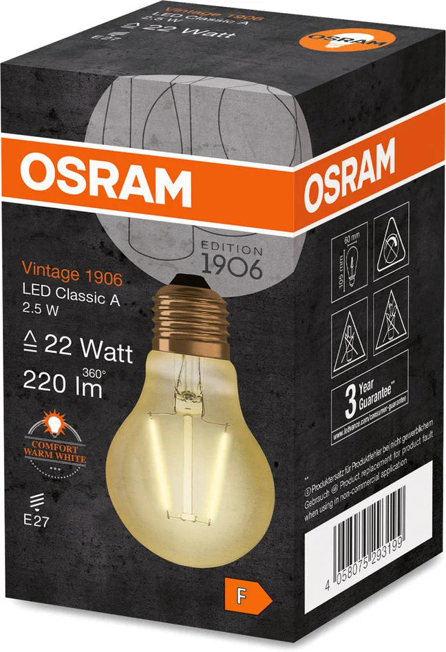 Osram VINTAGE 1906 LED CLASSIC A 22 2.5 W/2400K E27 – Bild 2