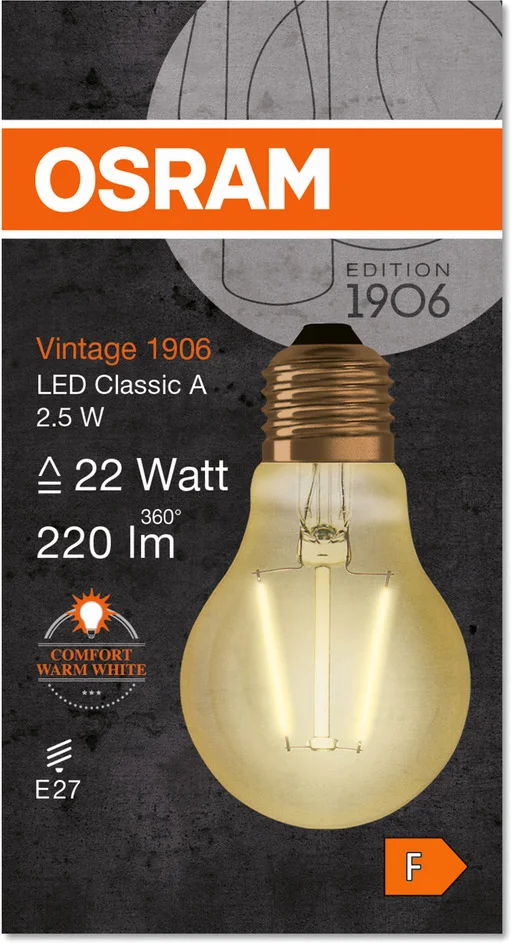 Osram VINTAGE 1906 LED CLASSIC A 22 2.5 W/2400K E27 – Bild 3