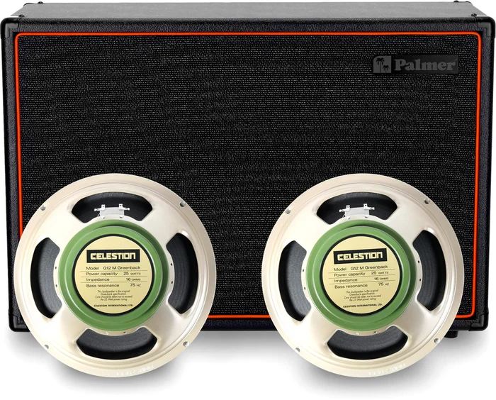 Palmer CAB 212 X GBK – Gitarren Lautsprecherbox mit Celestion Greenback 2 x 12, Closed-Back