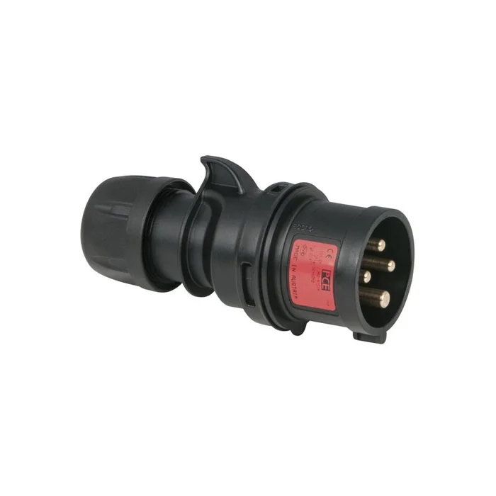 PCE – CEE 16A 400V 4p Plug Male Schwarz, Turbo Twist, IP44