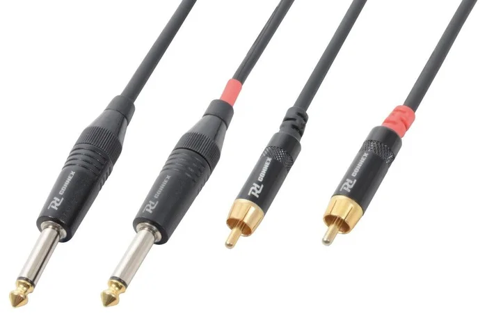 PD Connex Adapterkabel 2x 6.3mm Klinke Mono / 2x Cinch (RCA) Male 1.5m