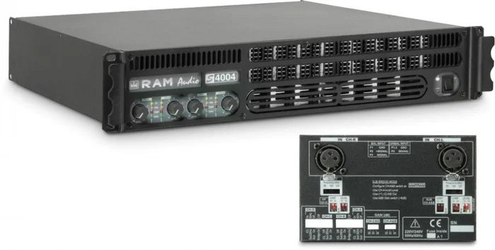 Ram Audio S4004XOVER PA Endstufe 4x980W 2Ohm inkl. Analogem Prozessor-Modu