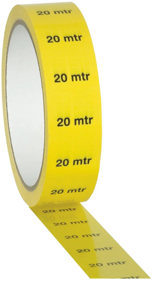 SHOWGEAR Markierungsband / Indikatorband Gelb „20 m“ – 25 mm / 33 m