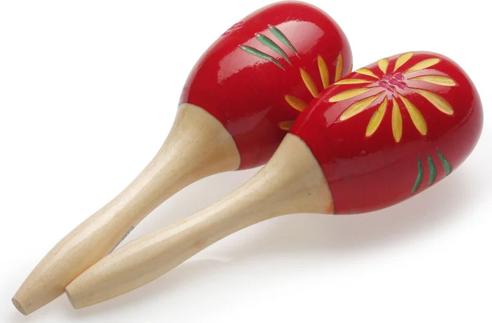Stagg MRW-16 – Paar ovaler Holz Maracas, Blumen-Finish, rot, 16 cm