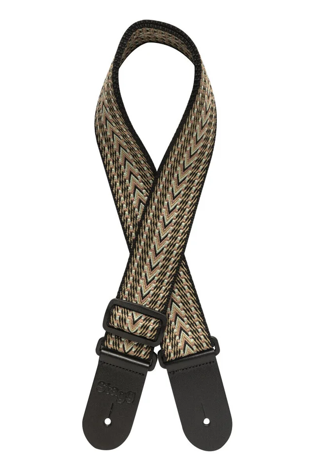 Stagg SWO COT RAF GRE Gitarrengurt aus gewebter Baumwolle mit Sparrenmuster