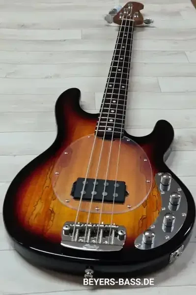 Sterling by Music Man StingRay Ray34 H Spalted Maple, 3-Tone Sunburst