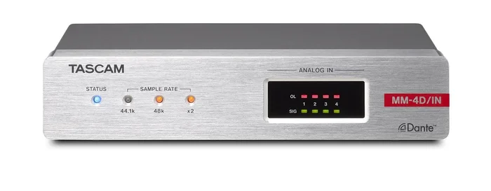 Tascam MM-4D-IN-X – 4 Analog Mic/Line Eingänge DANTE Converter mit DSP