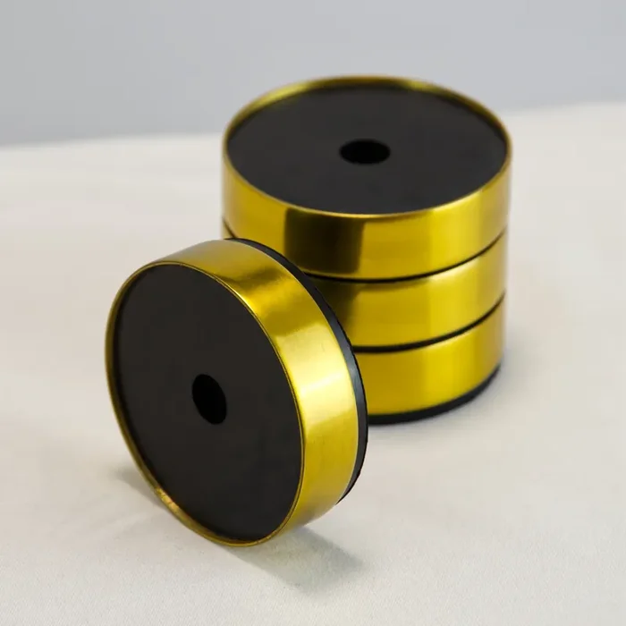 Untersetzer Hartgummi mit Messingring poliert für Klavier, massiv, Schallschutz