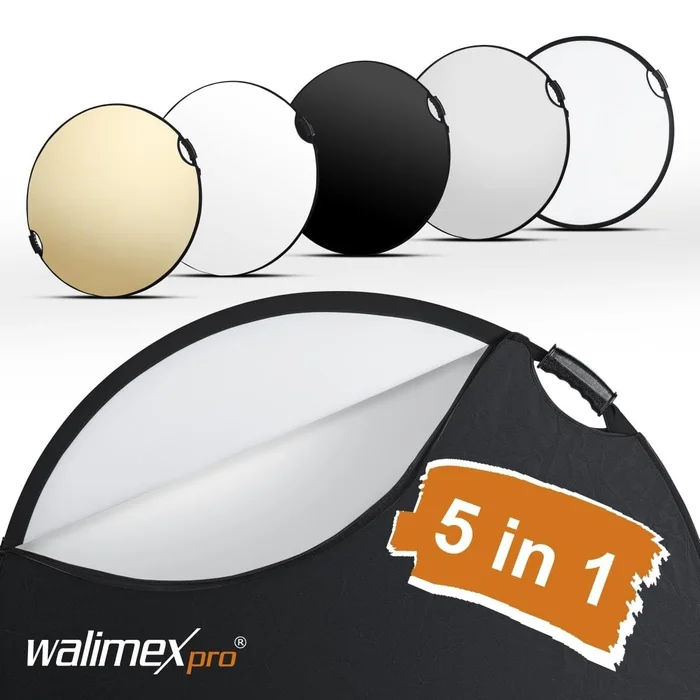 Walimex pro 5in1 Faltreflektor wavy comfort Ø80cm mit Griffen und 5 Reflektorfarben