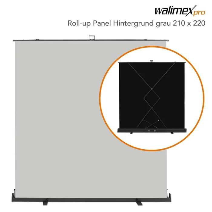 Walimex pro Roll-up Panel Hintergrund grau 210×220