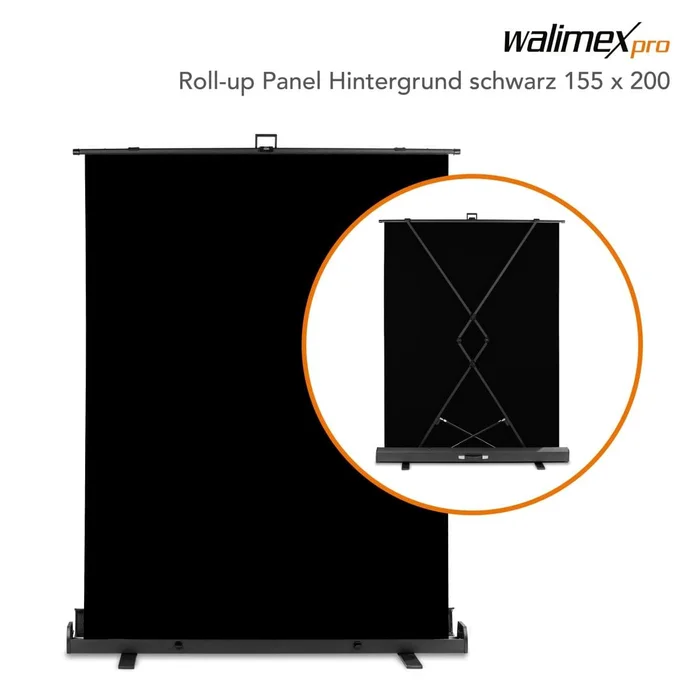 Walimex pro Roll-up Panel Hintergrund schw.155×200